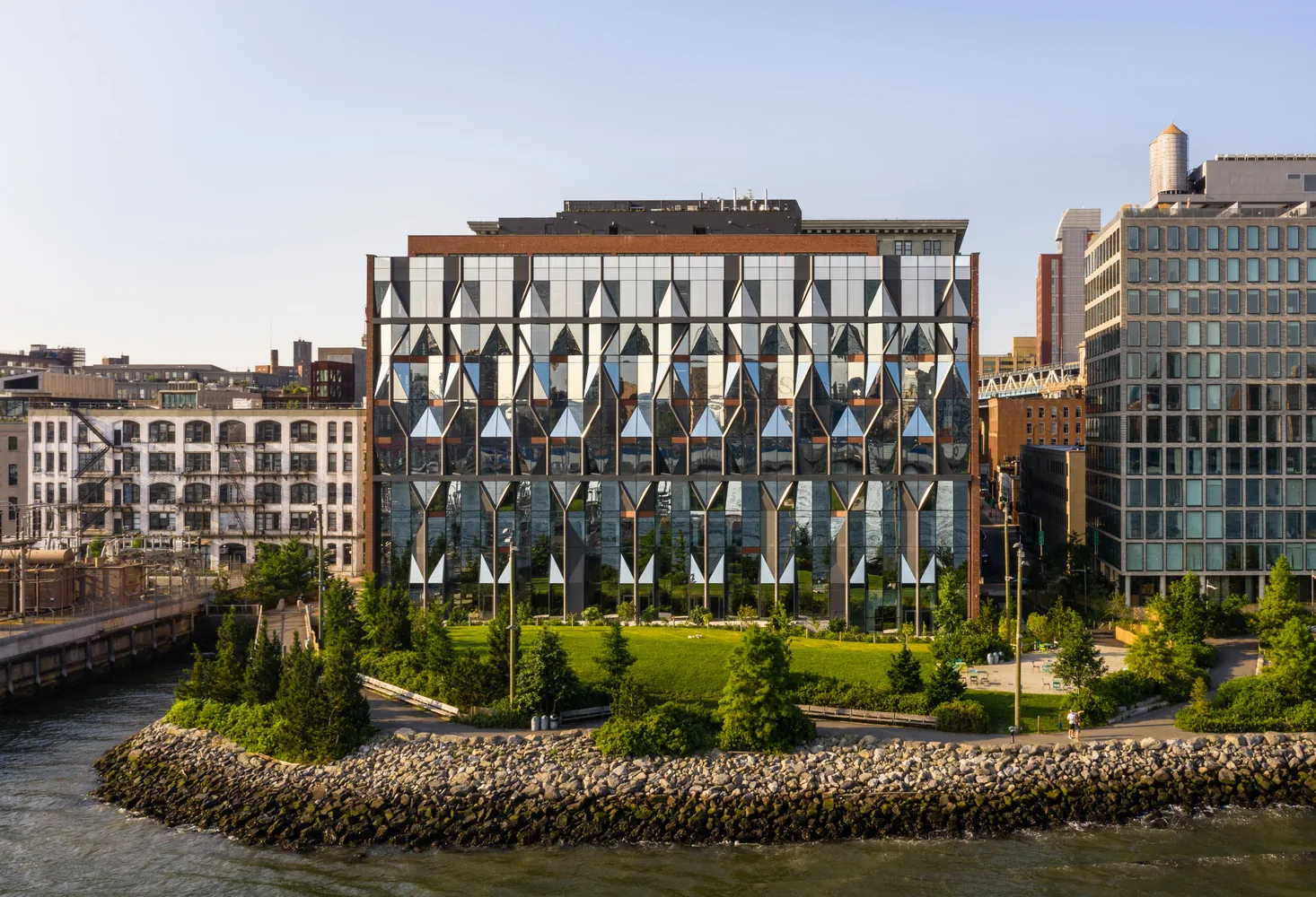 10 Jay Street — ODA's crystalline faceted glass façade on the DUMBO waterfront in Brooklyn