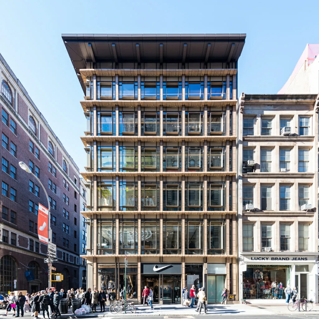 529 Broadway — terra cotta and glass retail building at Broadway and Spring Street in SoHo
